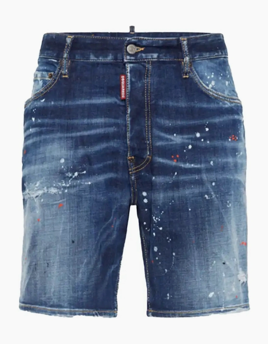 Dsquared2 Men's Blue Navy Marine Denim Shorts Paint Splatter Design  32/36 W36