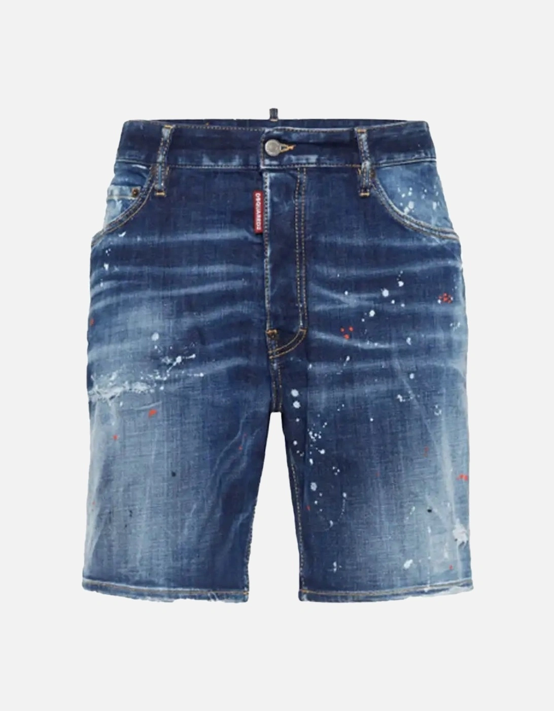 Navy Blue Marine Denim Shorts Paint Splatter Design, 7 of 6