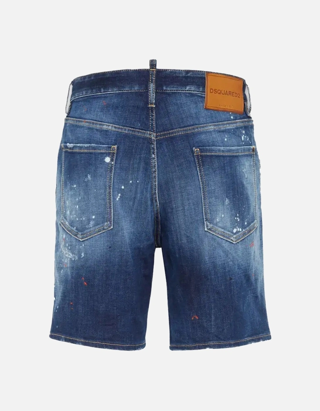 Navy Blue Marine Denim Shorts Paint Splatter Design