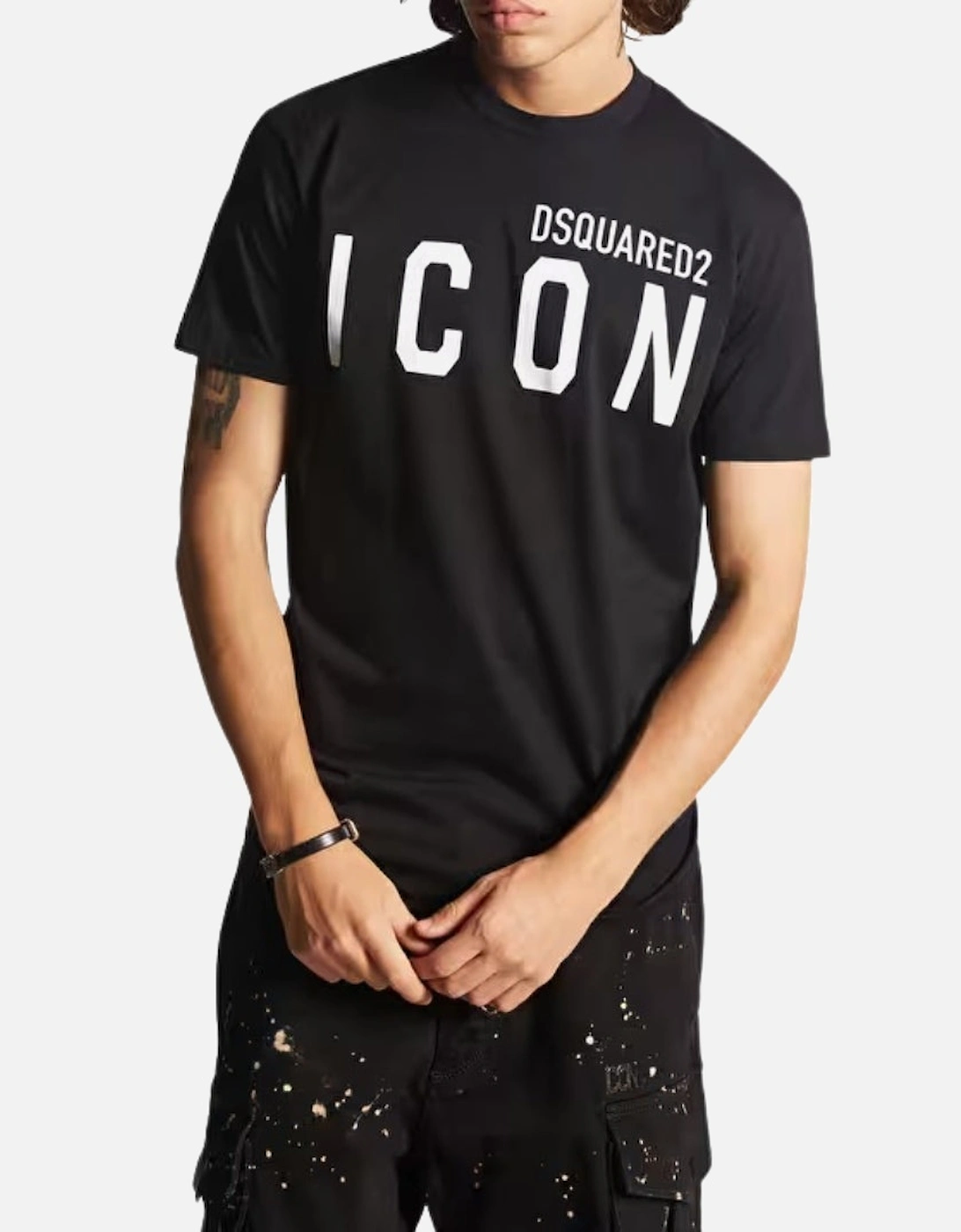 Black T-shirt White Large Icon Cool Logo