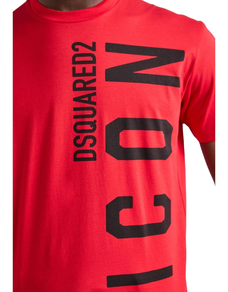 Red T-shirt Large Black Icon Logo