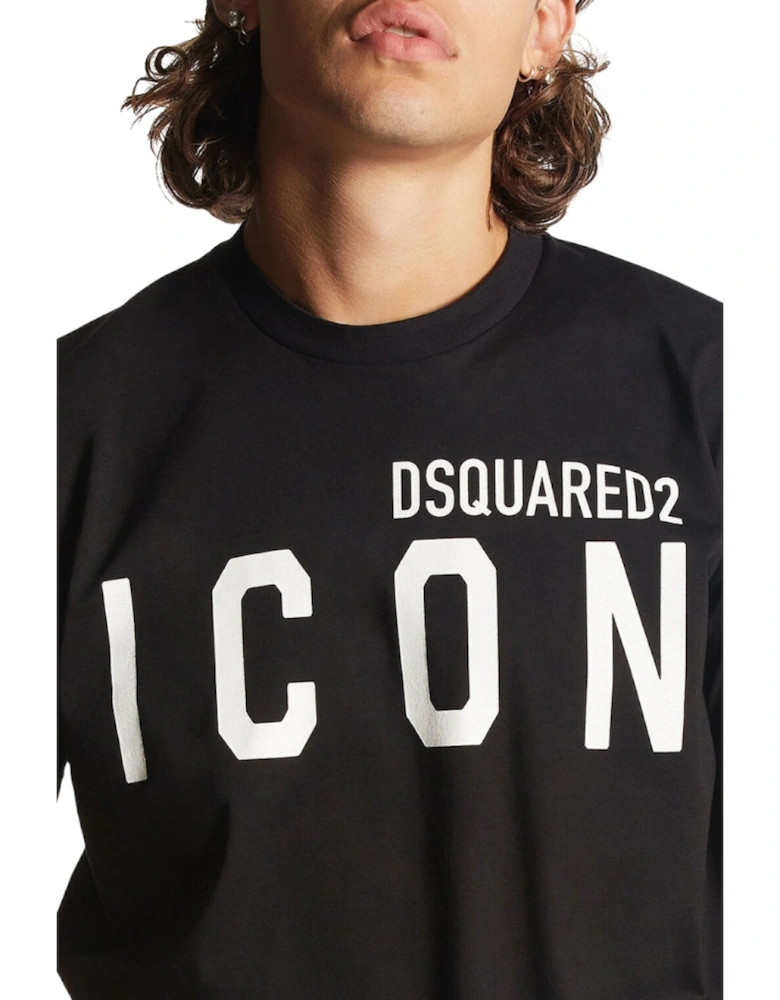 Black T-shirt White Large Icon Cool Logo