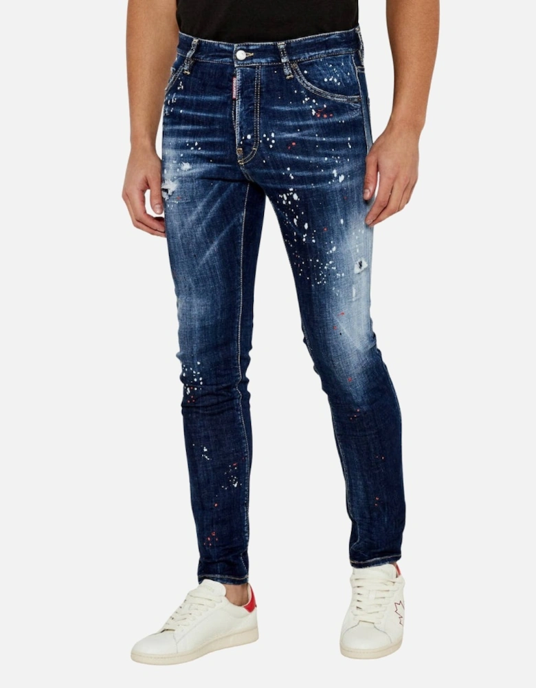 Navy Blue Cool Guy Jeans Paint splatter Design
