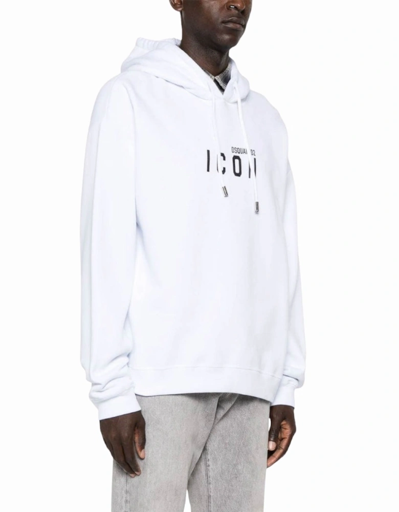 White Hoodie Black Icon Logo