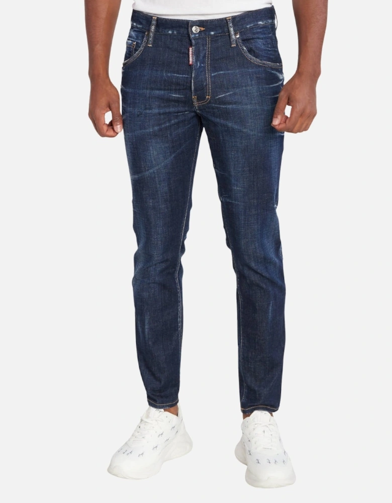Dark Navy Blue Clean Wash Skater Jeans