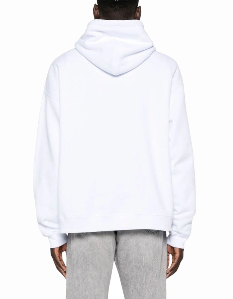White Hoodie Black Icon Logo