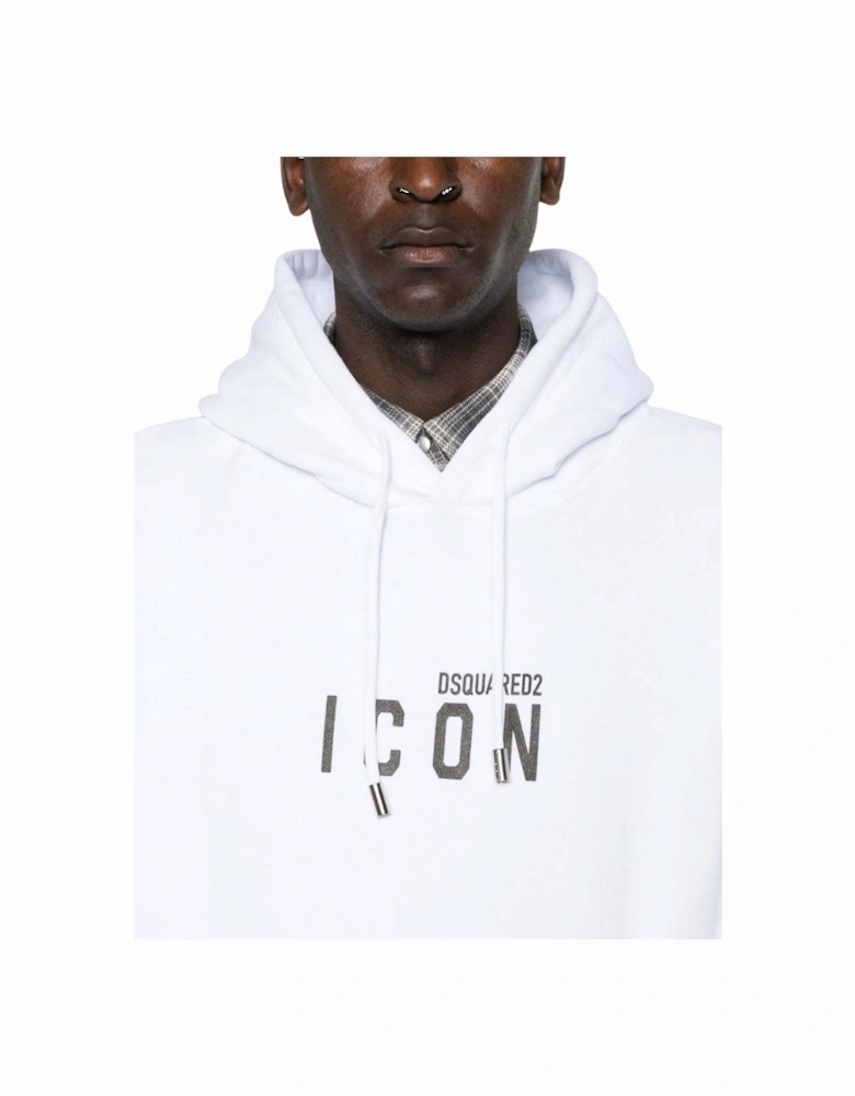 White Hoodie Black Icon Logo