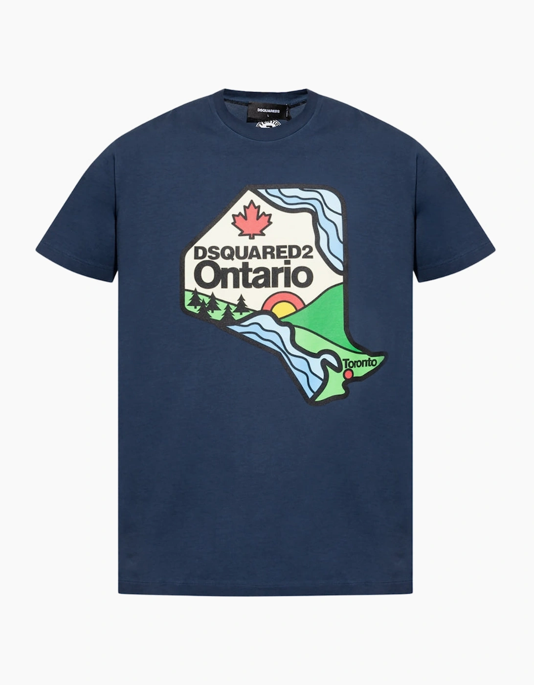 Dsquared2 Men's Navy Ontario Logo Blue T-Shirt  40 L