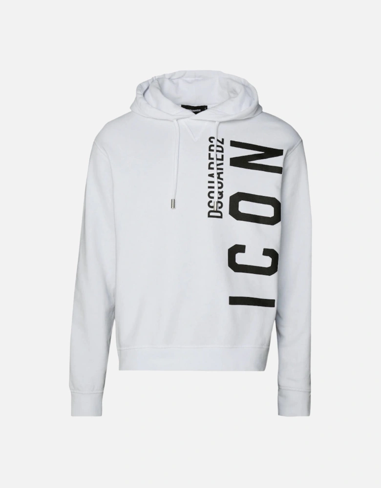 White Hoodie Large Black Icon Logo