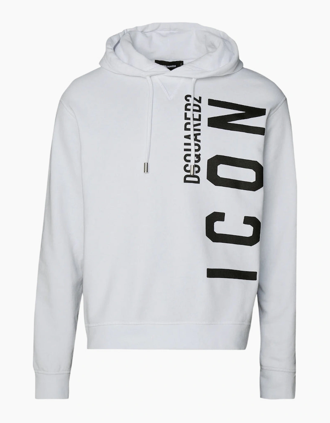 Dsquared2 Men's White Hoodie Black Icon Logo  36 S