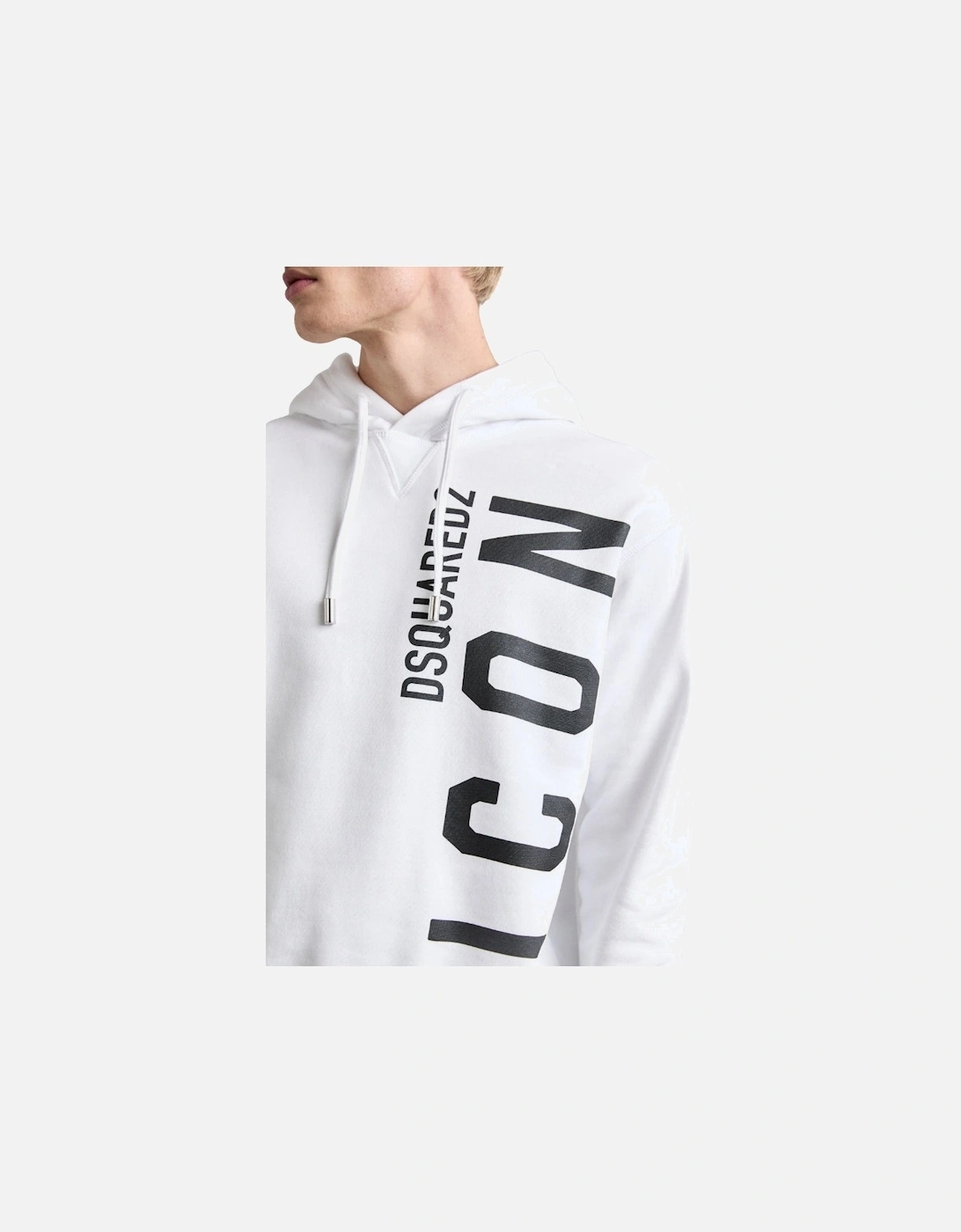 White Hoodie Large Black Icon Logo