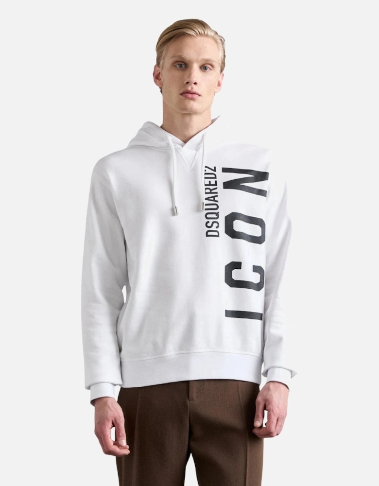 White Hoodie Large Black Icon Logo