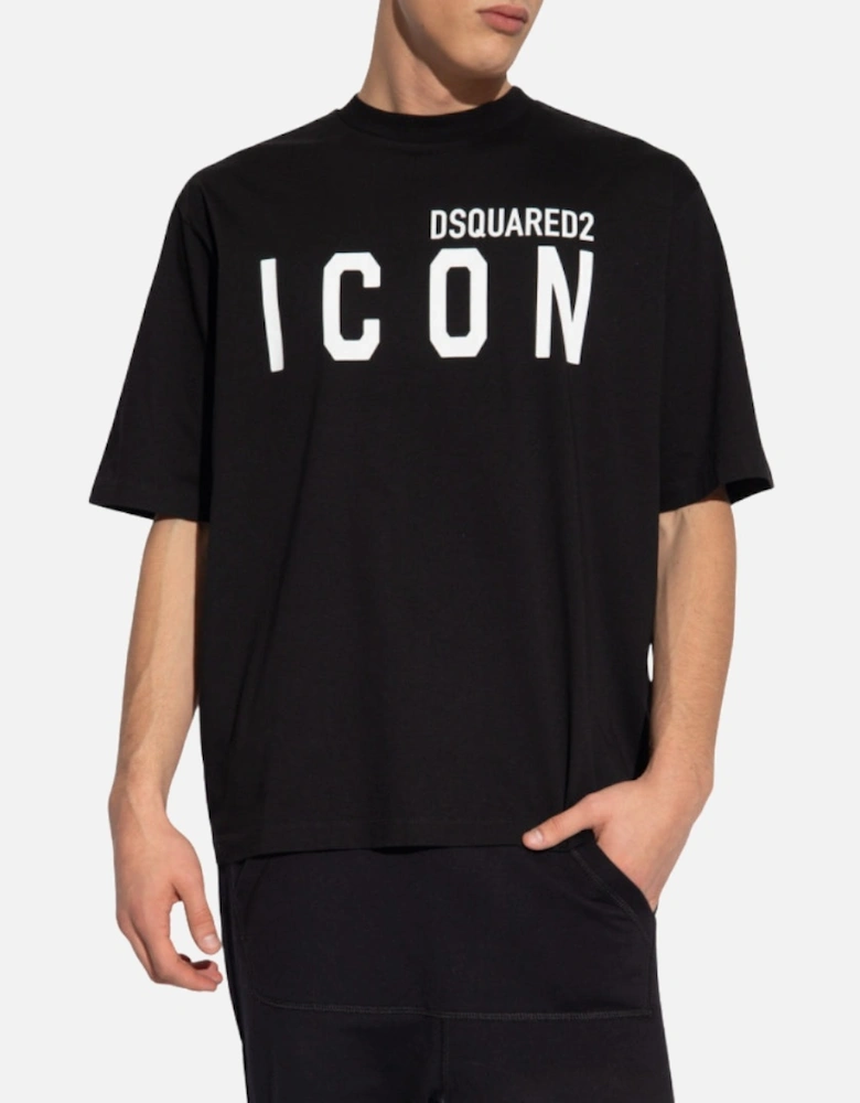 Black T-shirt White Large Icon Logo