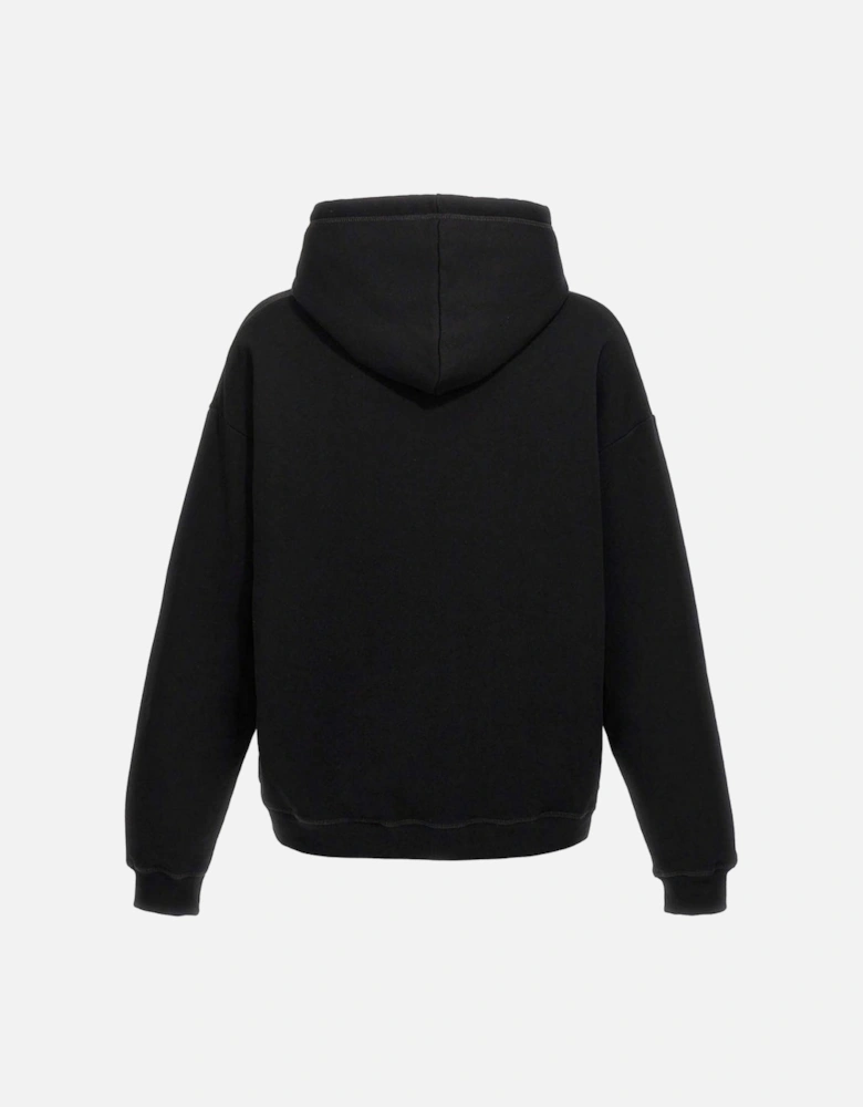 Relaxed Black Hoodie White Icon Logo