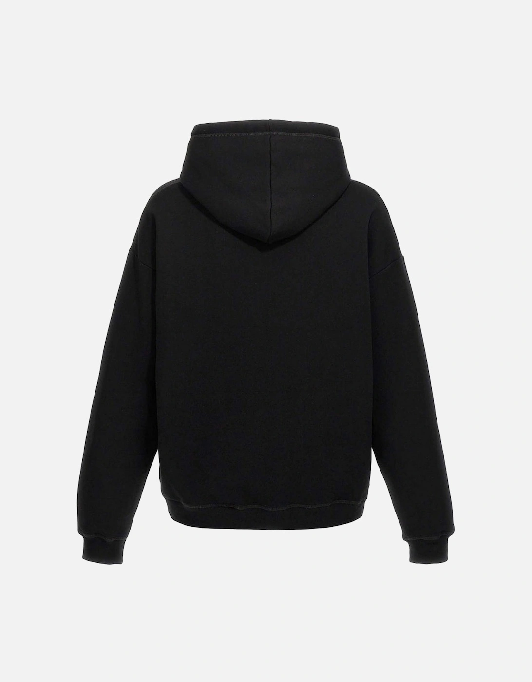 Relaxed Black Hoodie White Icon Logo