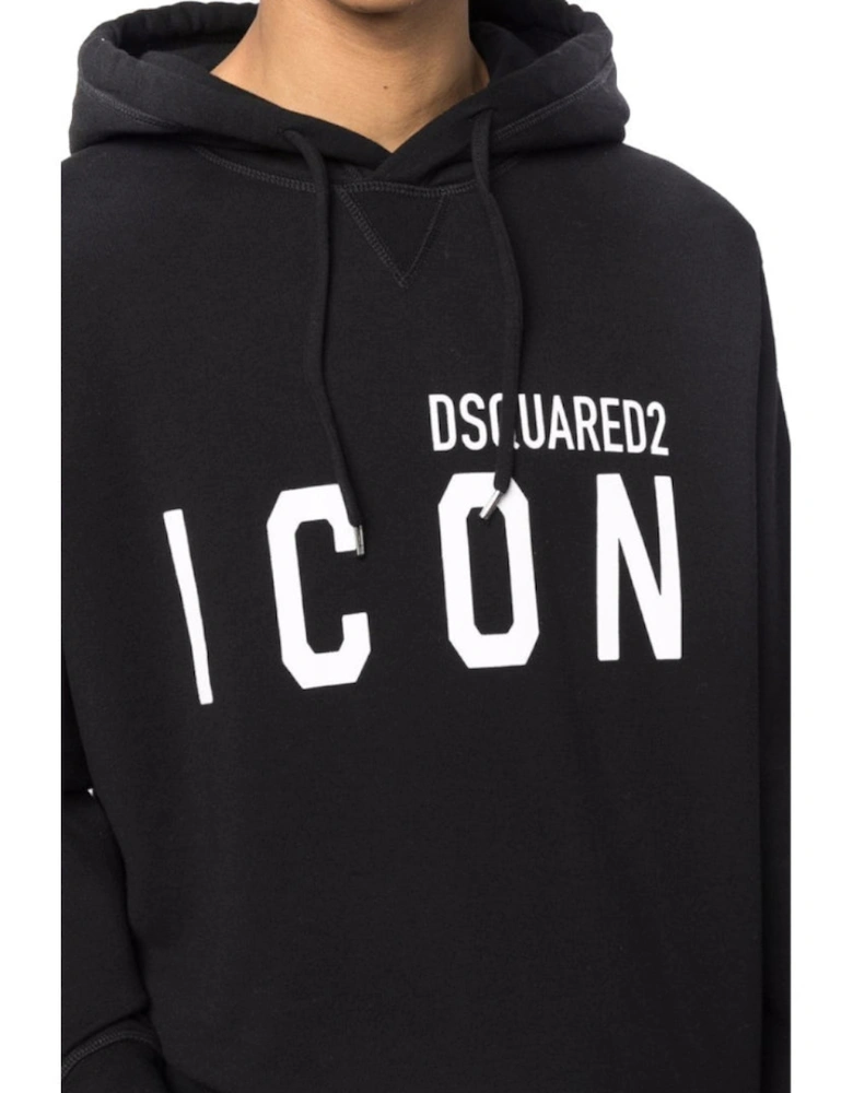 Black Hoodie Large White Icon Logo