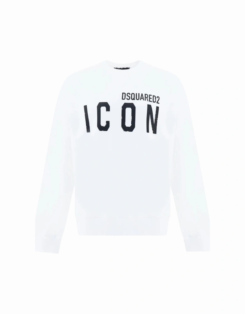 White Sweatshirt Large Icon Cool Black Logo