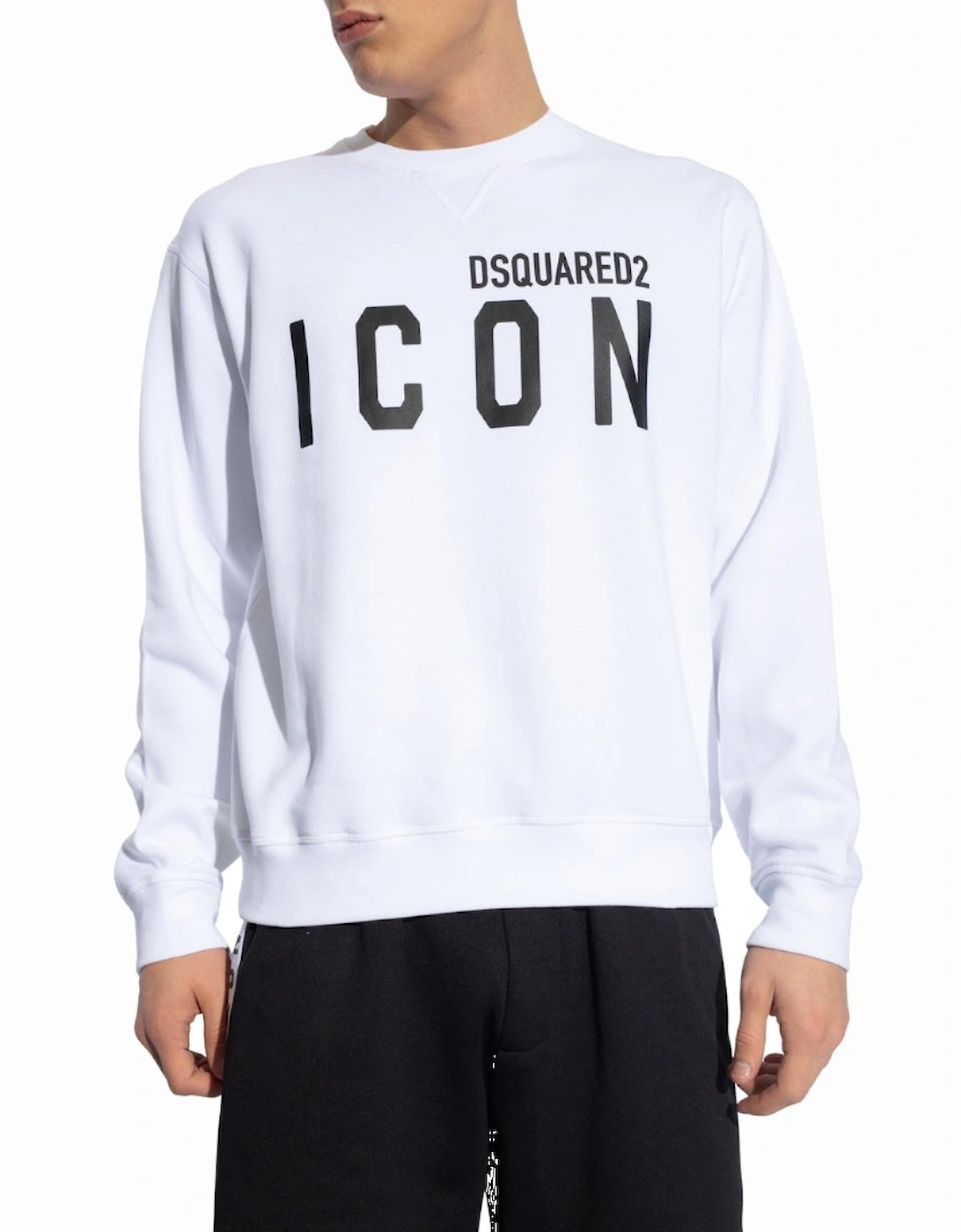White Sweatshirt Large Icon Cool Black Logo
