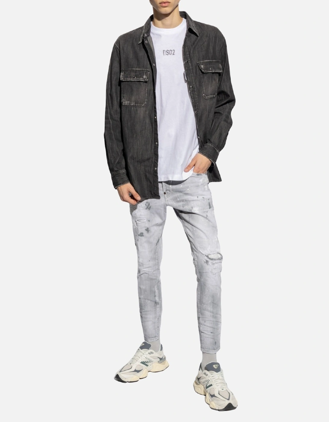 Grey Skater Jeans Paint design