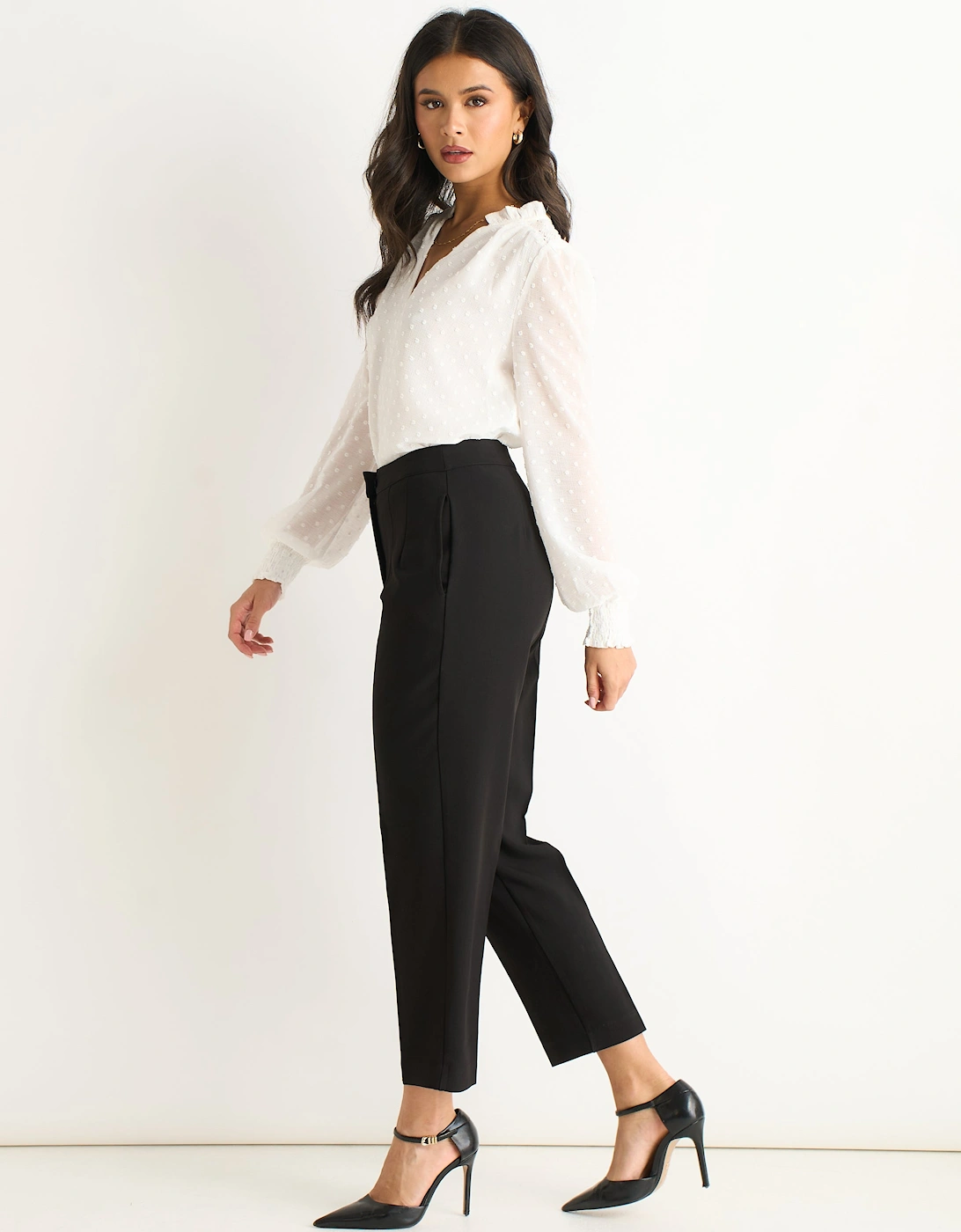 Black Ankle Grazer Cigarette Tailoring Trousers