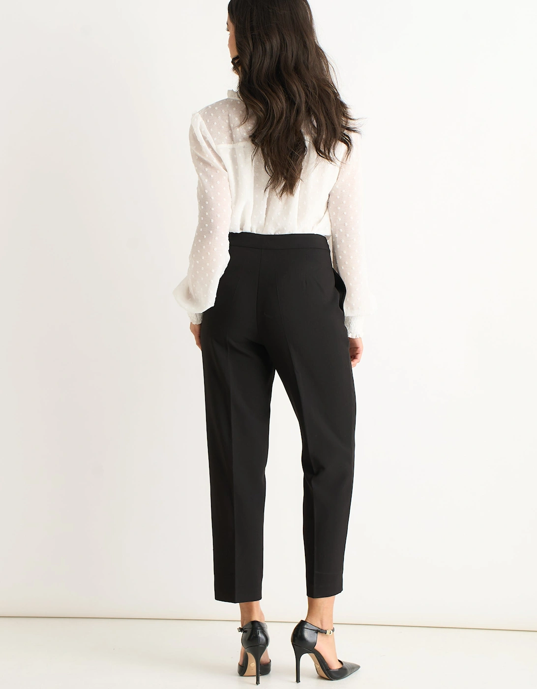 Black Ankle Grazer Cigarette Tailoring Trousers