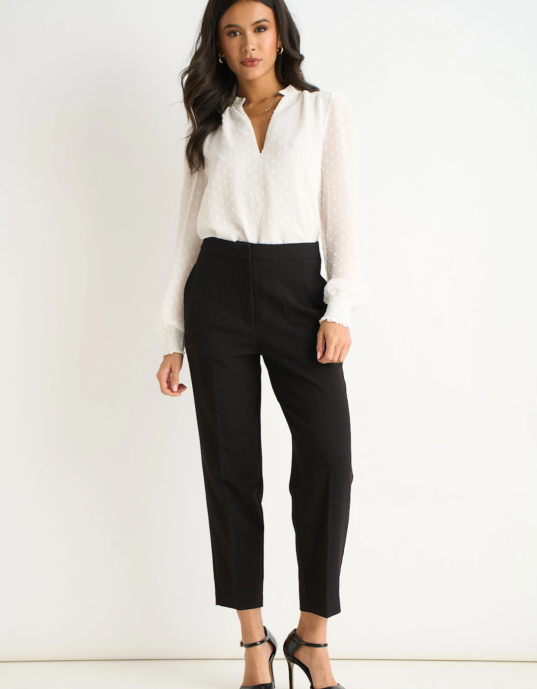 Gini London Women's Black Ankle Grazer Cigarette Tailored Trousers  14 Size 14