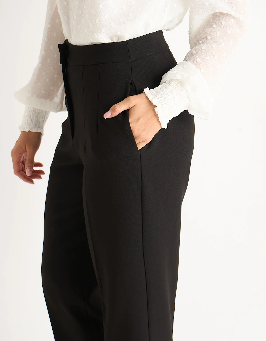 Black Ankle Grazer Cigarette Tailoring Trousers
