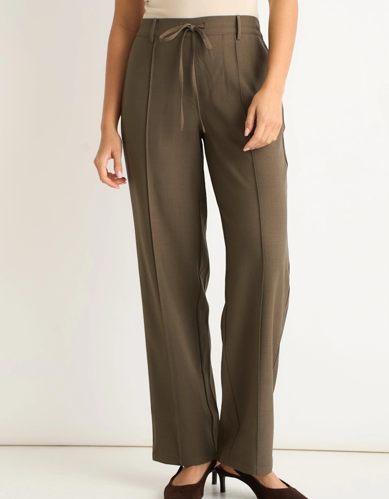 Olive Drawstring Elasticated back Tailoring Trousers