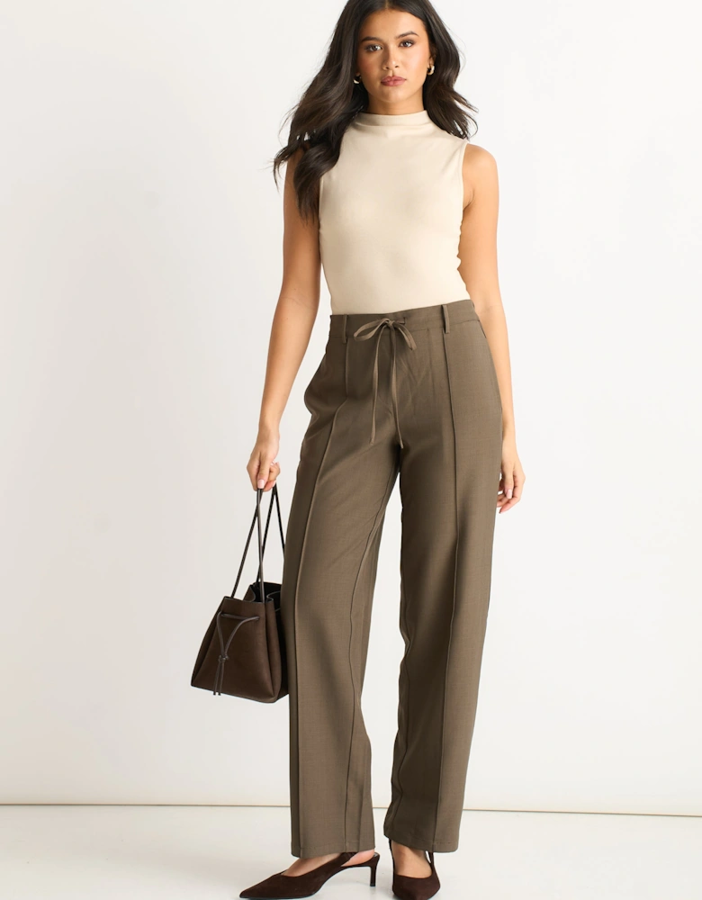 Olive Drawstring Elasticated back Tailoring Trousers