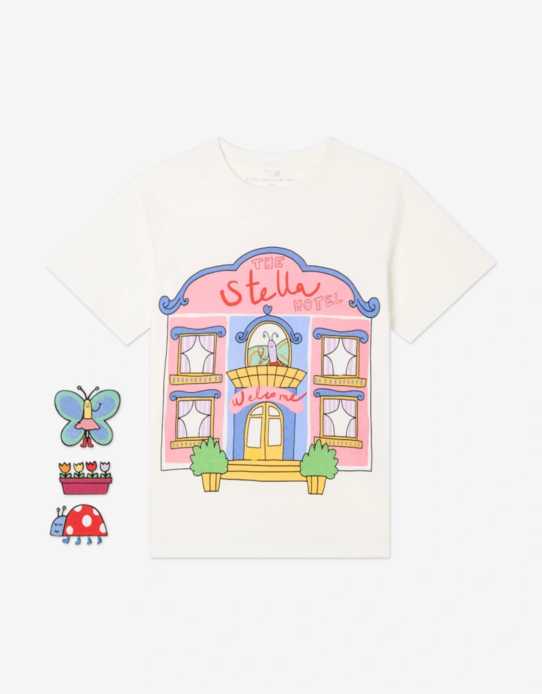 Girls Bug Hotel T-Shirt With Detachable Appliques in Ivory