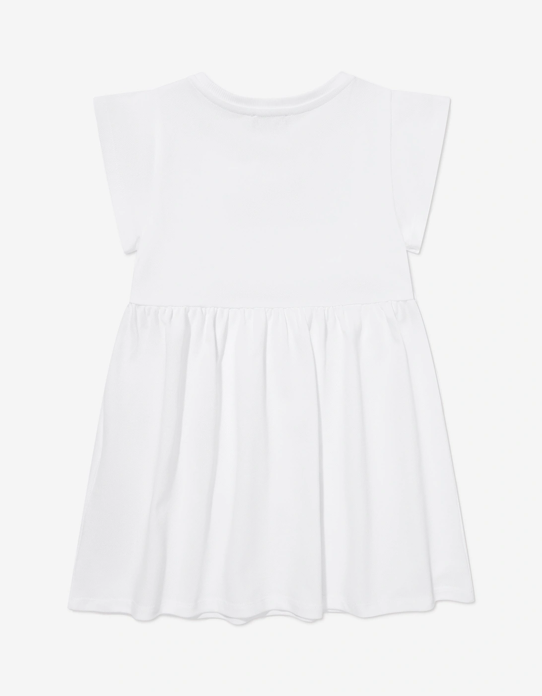 Girls Cotton Teddy Bear Dress in White