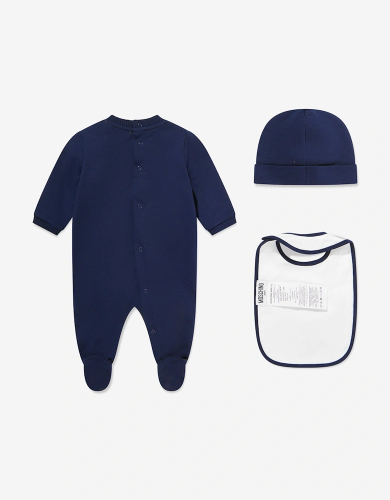 Baby Teddy Bear Logo Babygrow Set in Navy