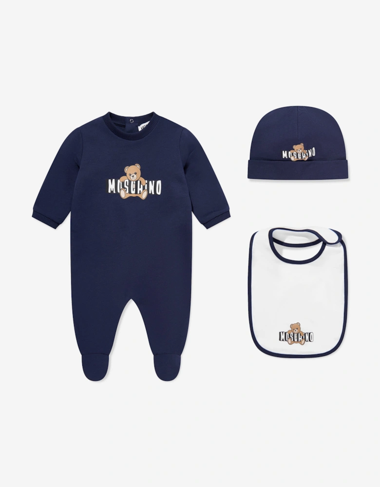 Baby Teddy Bear Logo Babygrow Set in Navy
