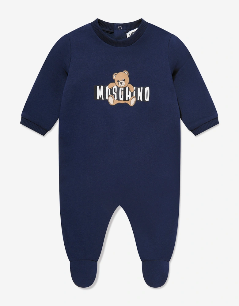 Baby Teddy Bear Logo Babygrow Set in Navy