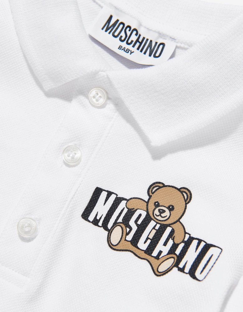Baby Boys Teddy Bear Logo Polo Shirt in White