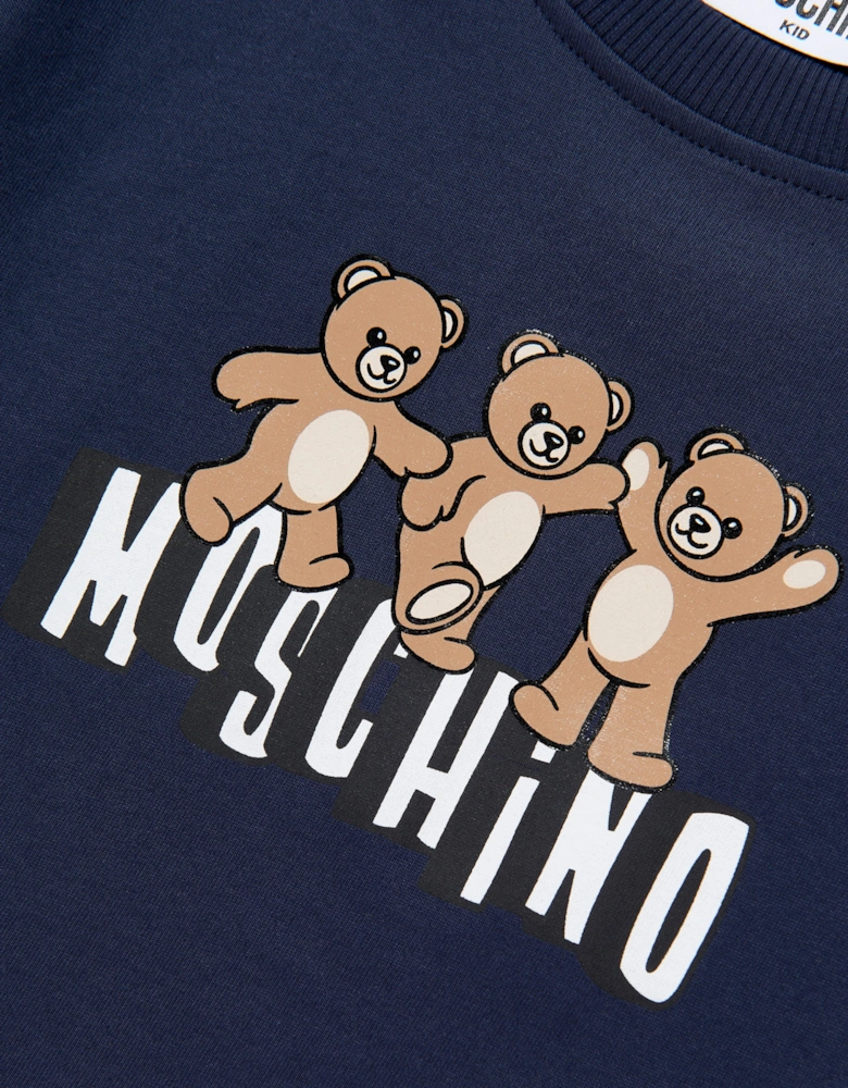 Kids Teddy Bear Logo T-Shirt in Navy