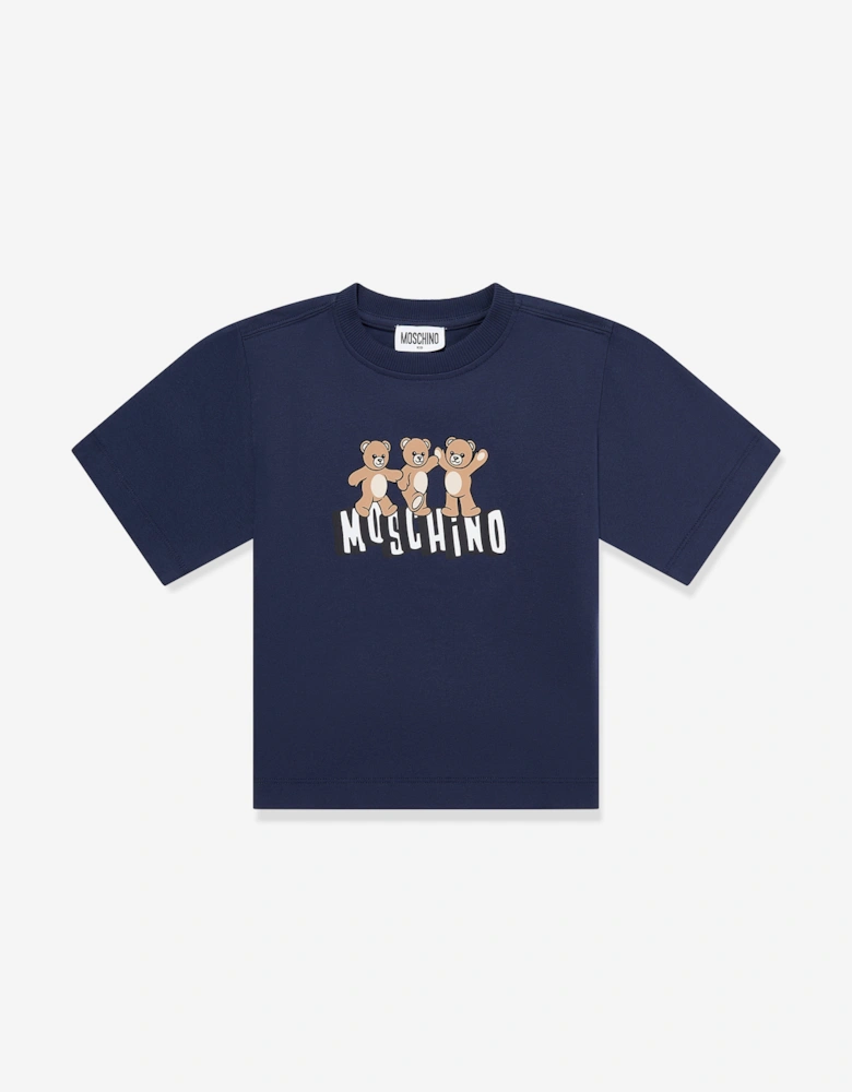 Kids Teddy Bear Logo T-Shirt in Navy
