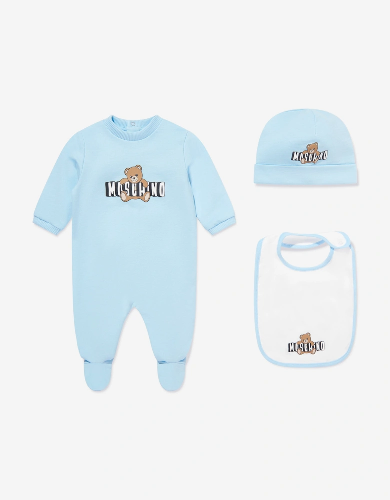 Baby Boys Teddy Bear Logo Babygrow Set in Blue