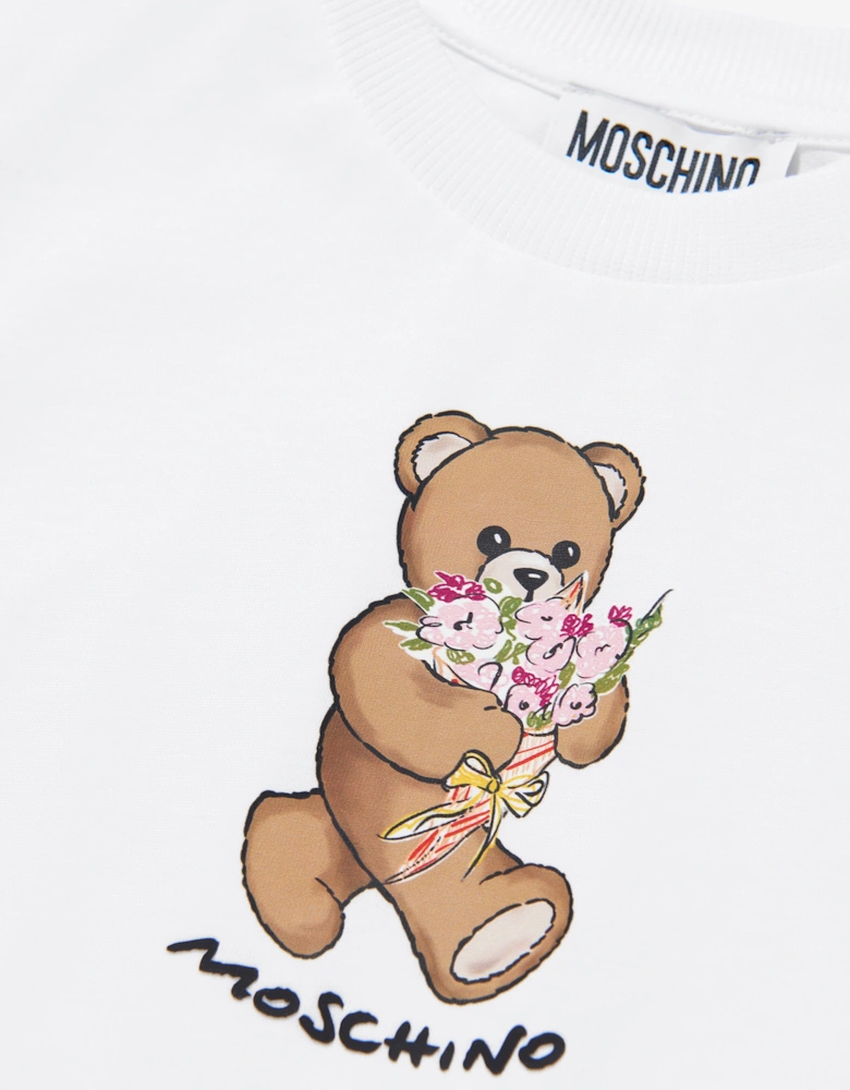 Girls Teddy Bear T-Shirt in White