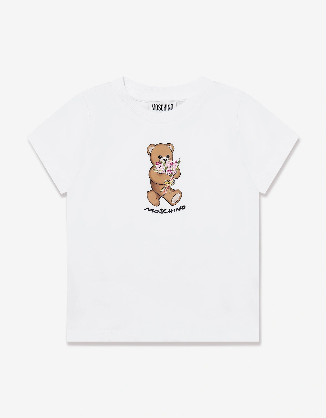 Girls Teddy Bear T-Shirt in White, 5 of 4