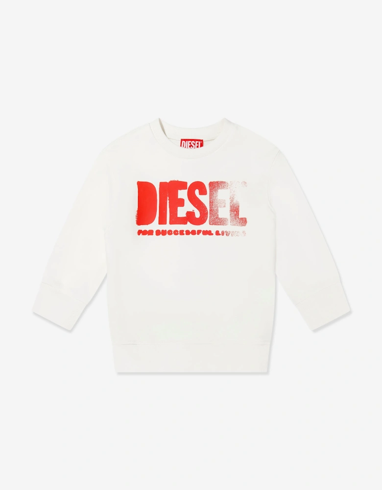 Boys Faded Logo Sweatshirt in Ivory