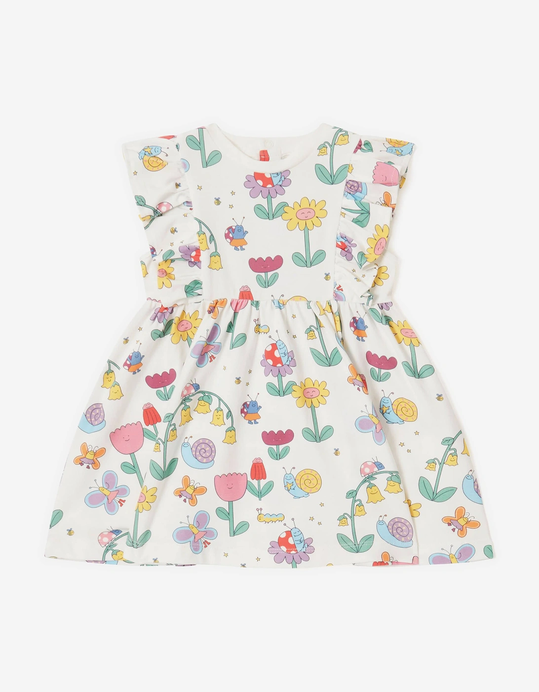 Baby Girls Flowers and Bugs Jersey Dress in Ivory, 5 of 4