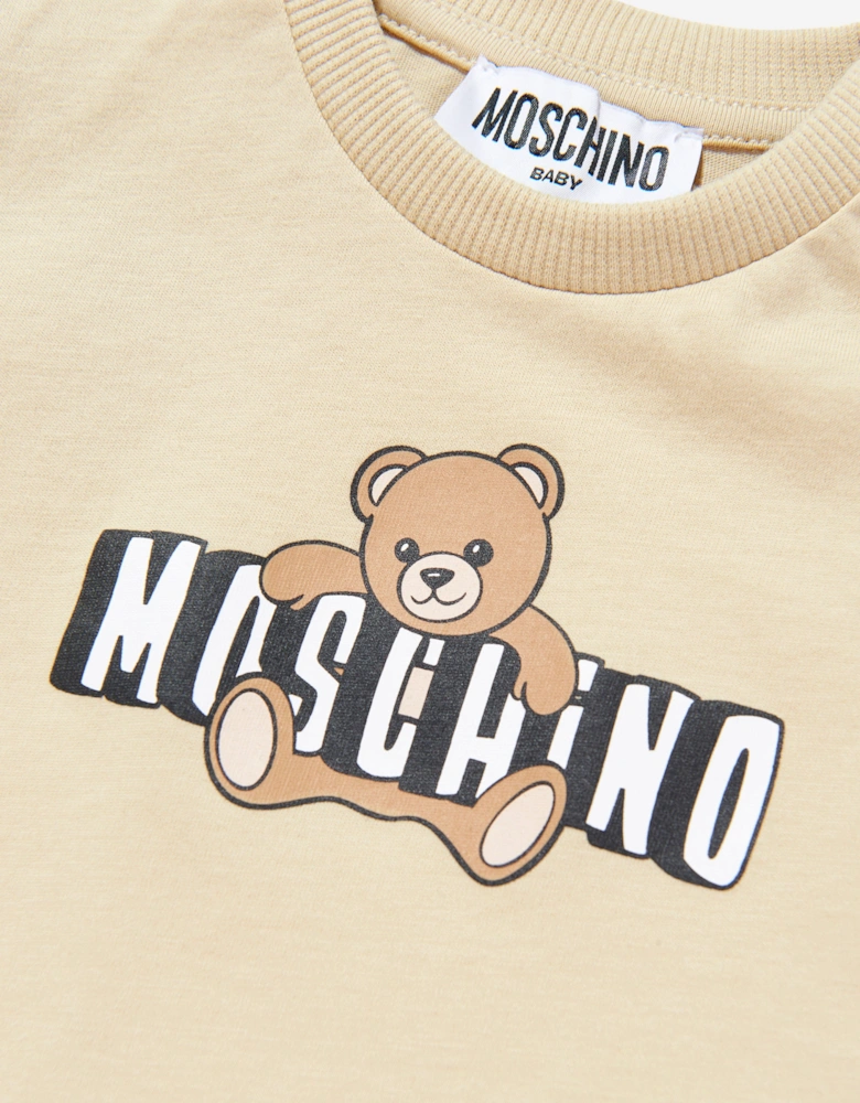 Baby Teddy Bear Logo T-Shirt in Beige