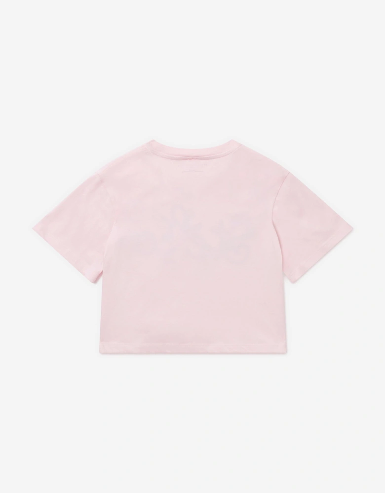 Girls Flower Logo T-Shirt in Pink