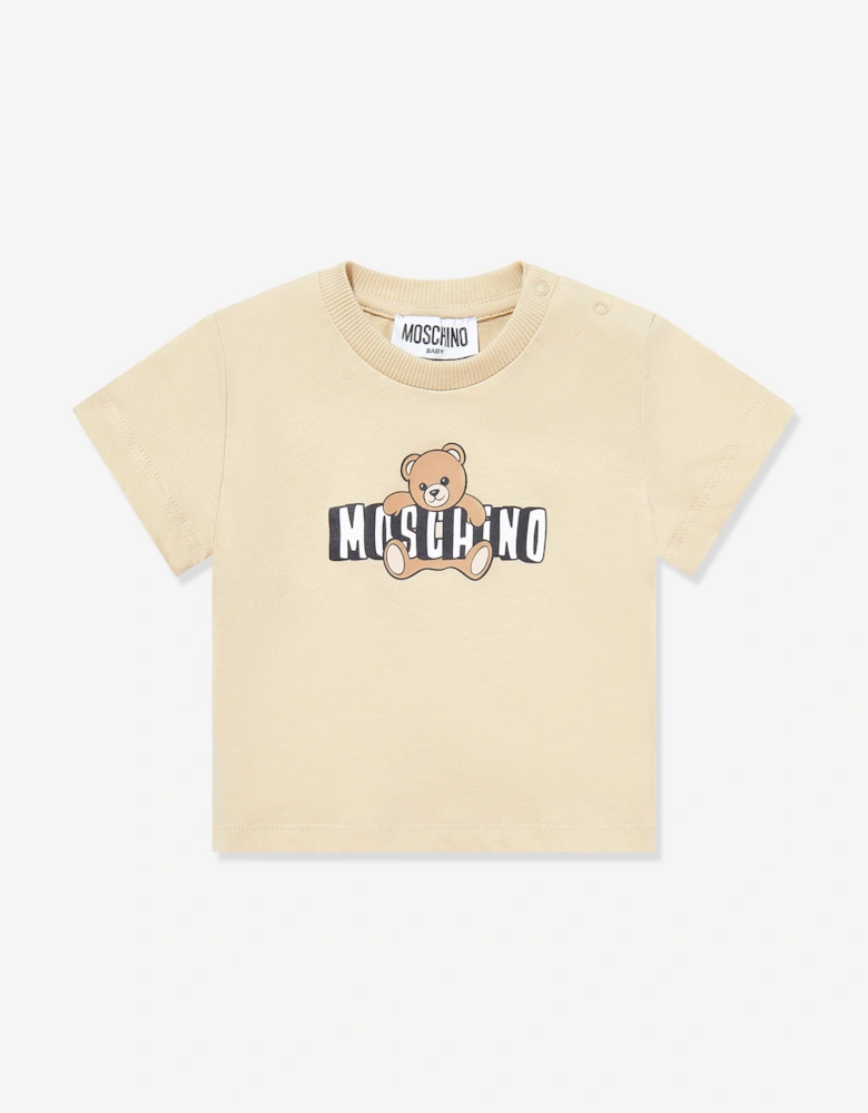 Baby Teddy Bear Logo T-Shirt in Beige