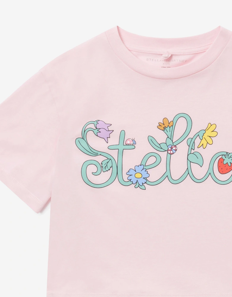 Girls Flower Logo T-Shirt in Pink