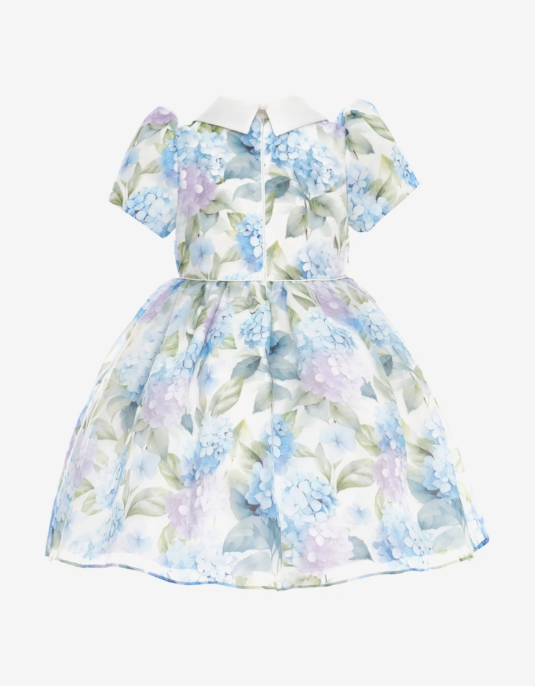 Girls Floral Occasion Dress with Bag in Blue