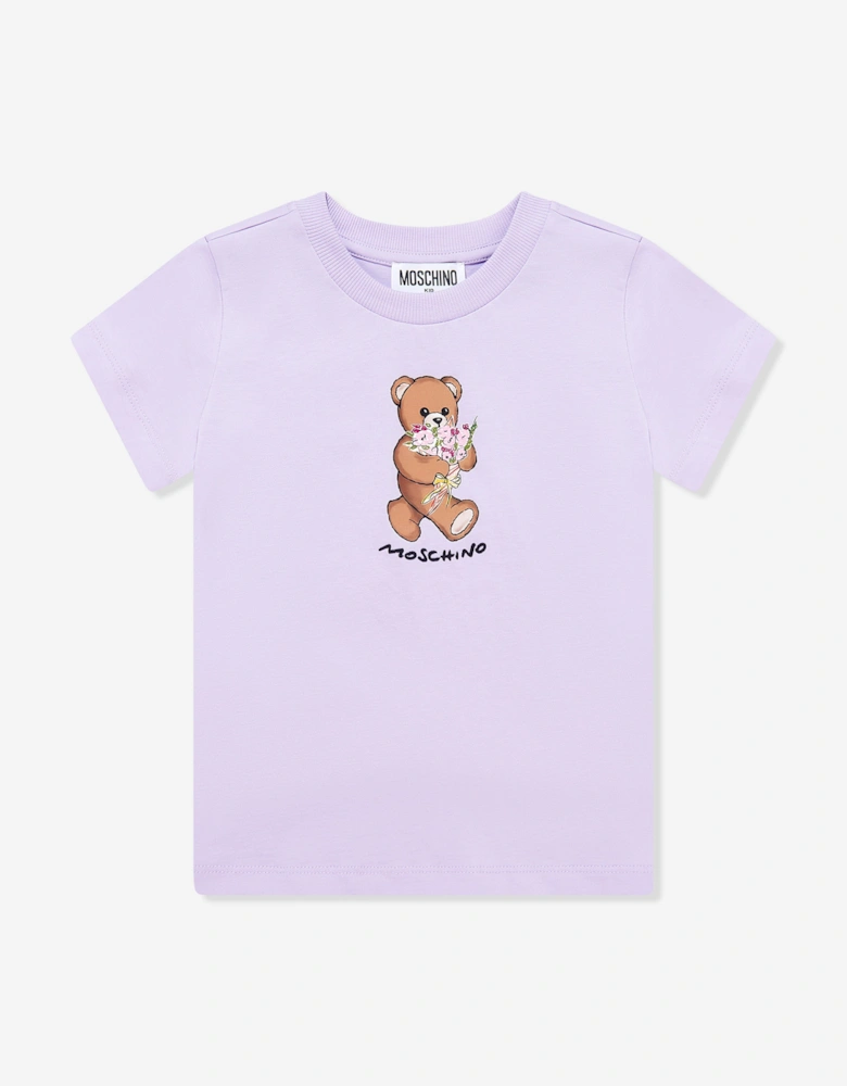 Girls Teddy Bear T-Shirt in Purple