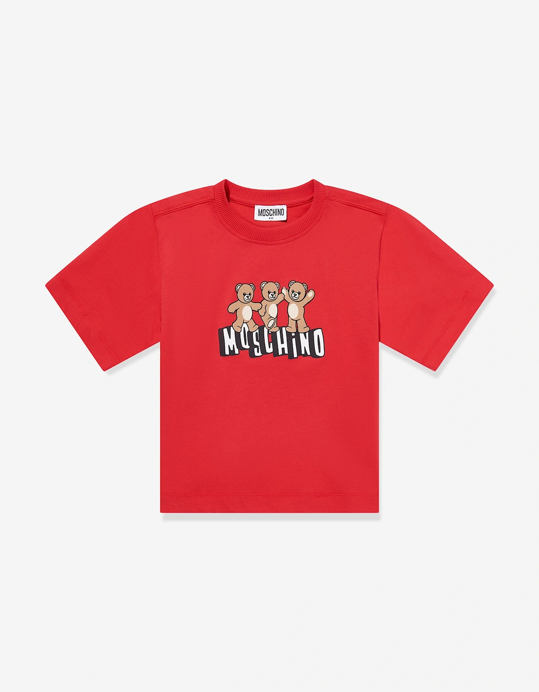 Kids Teddy Bear Logo T-Shirt in Red, 5 of 4