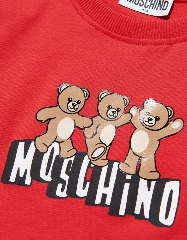 Kids Teddy Bear Logo T-Shirt in Red